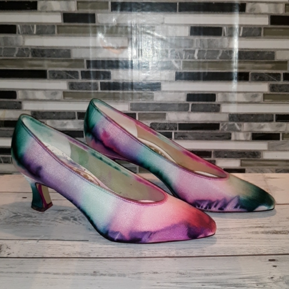 Vintage 1980s Touch up heels tie dye 7.5 made in USA 🇺🇸